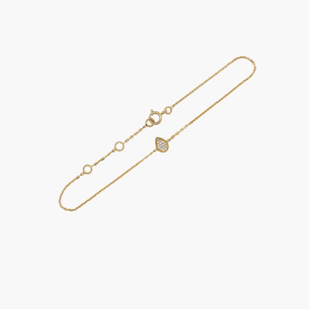 18K Gold Chain Pear Diamond Pendant Bracelet