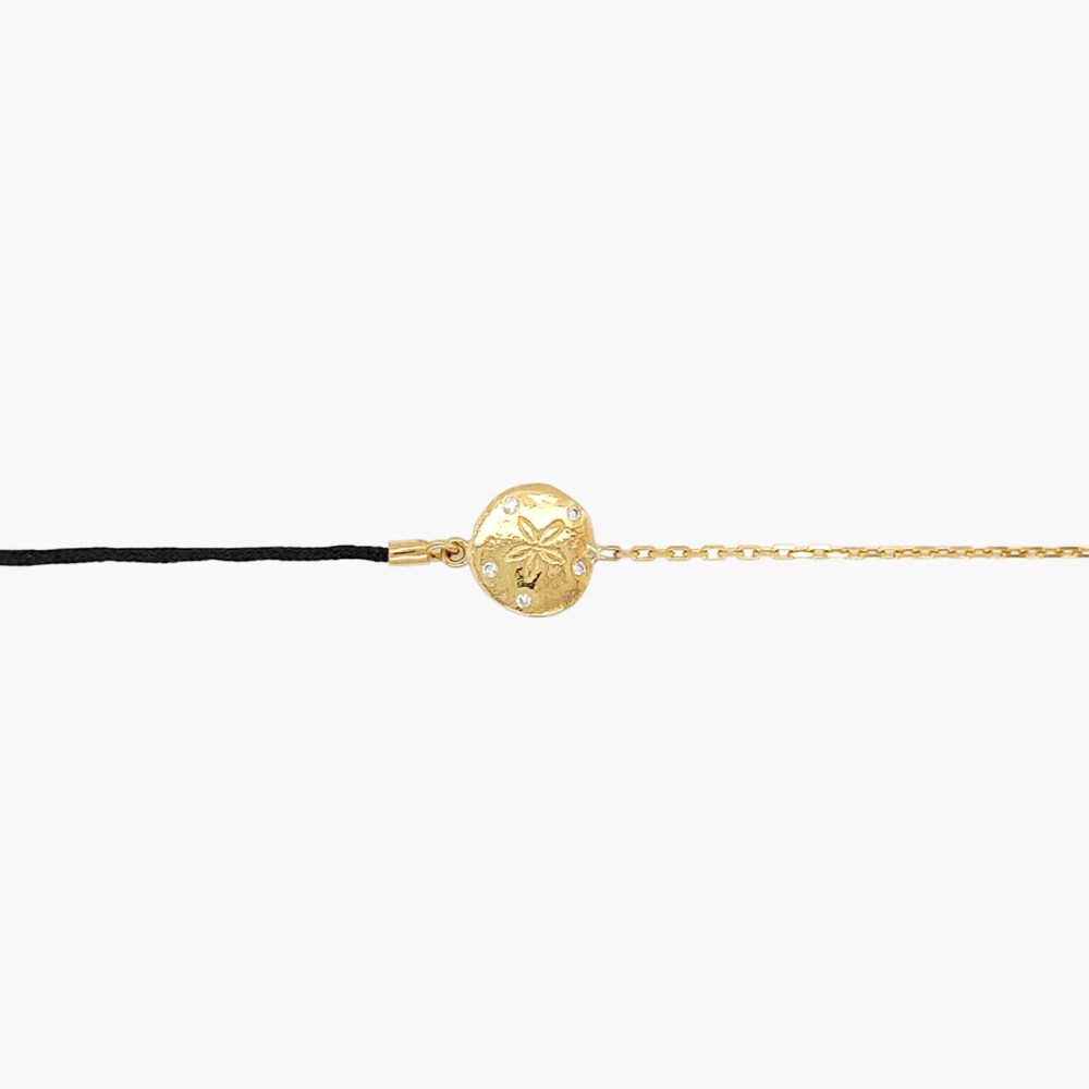 18K Gold Chain/Nylon Sand Dollar Bracelet