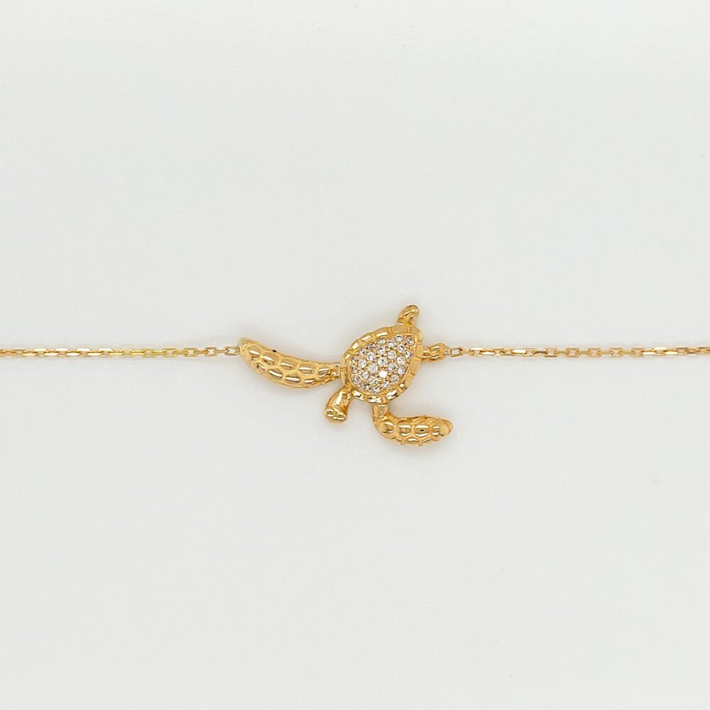 18K Gold Diamond Turtle Chain Bracelet