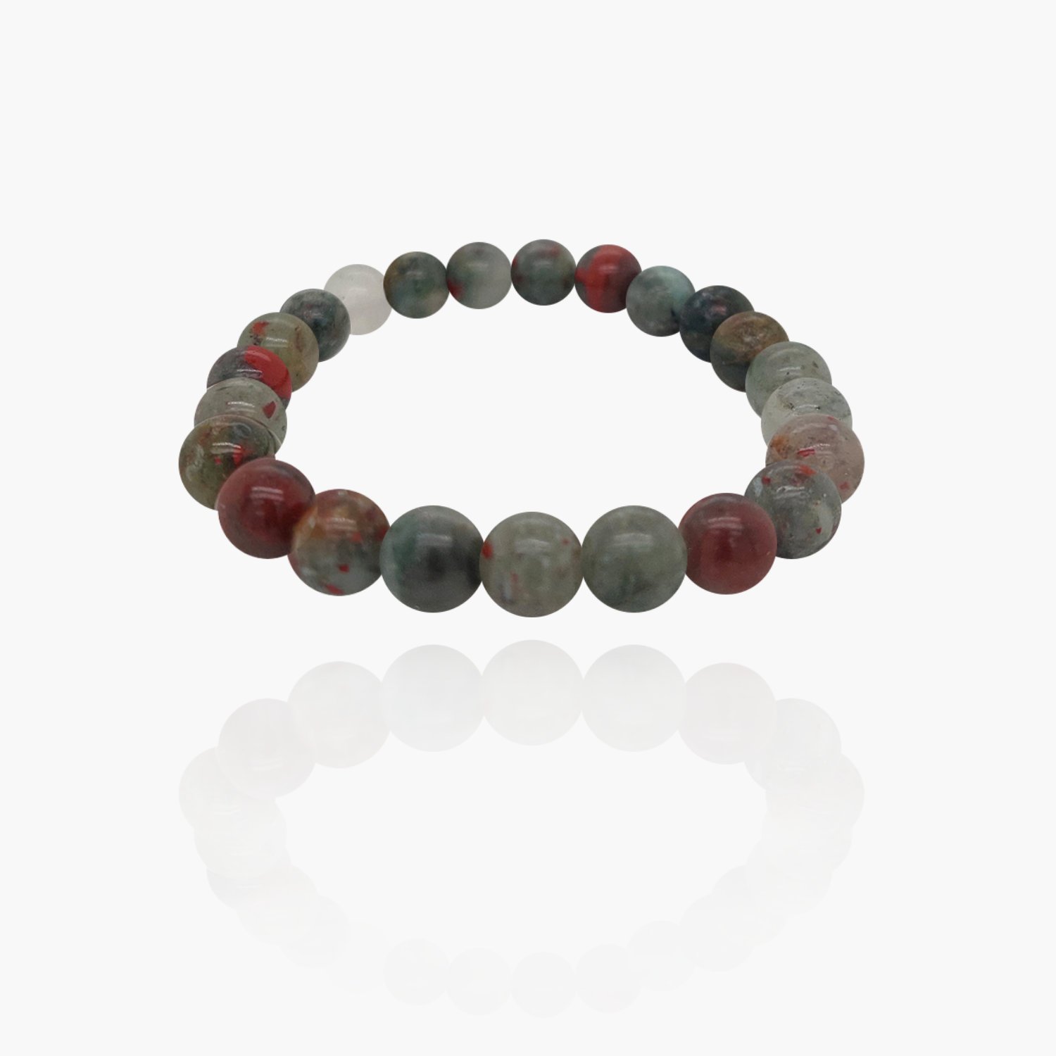 Bloodstone Stone Beads Elastic Bracelet