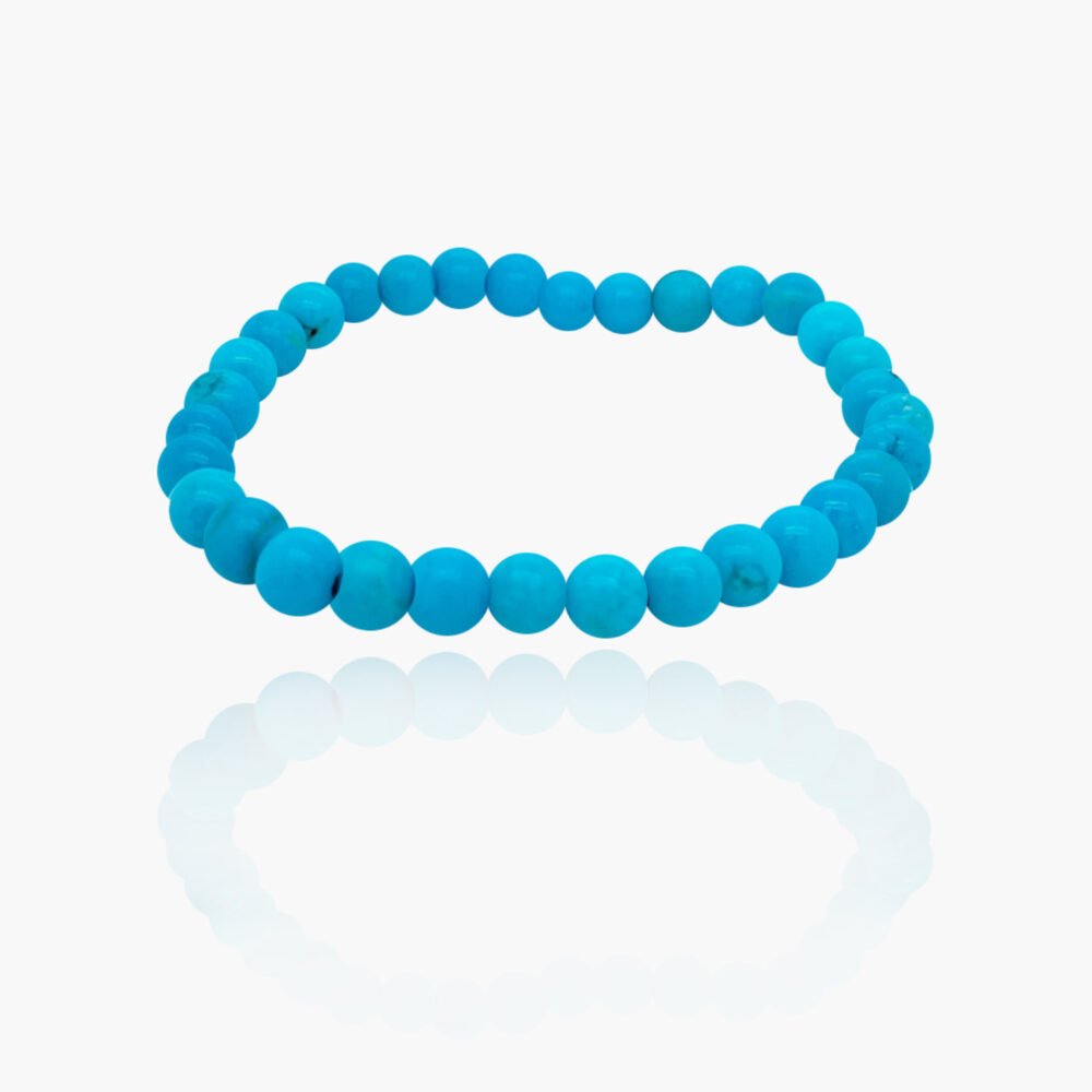Blue Howlite Stone Beads Elastic Bracelet