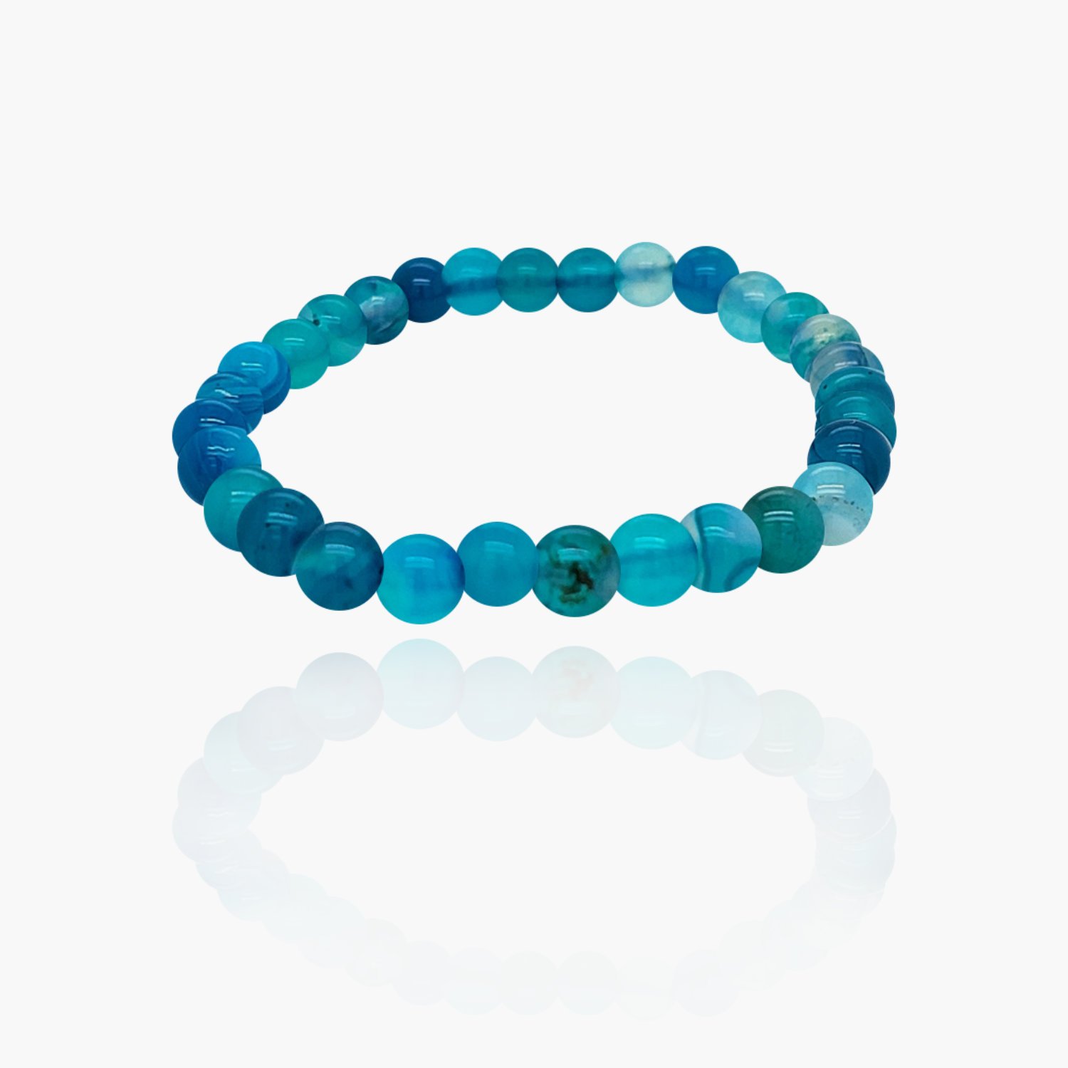 Blue Lace Agate Stone Beads Elastic Bracelet