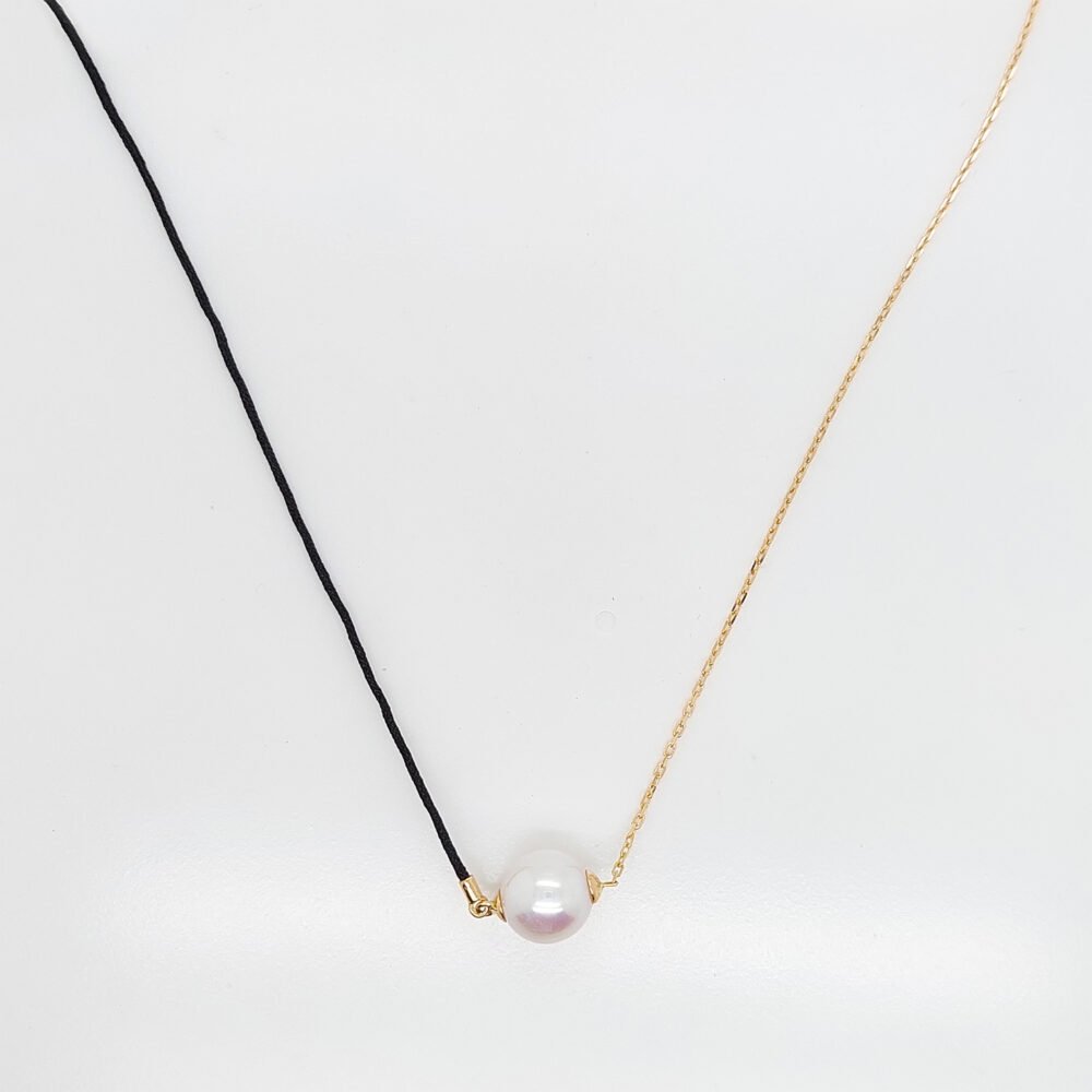 18K Gold Freshwater Pearl Nylon Chain Necklace