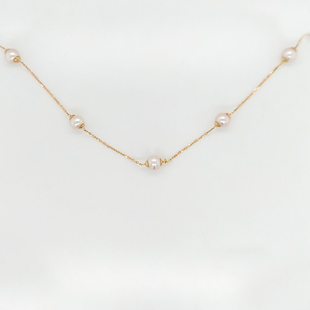 18K Gold Multiple Freshwater Pearl Chain Necklace
