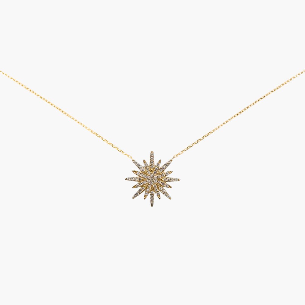 Flower 18K Gold Chain Necklace with Diamonds