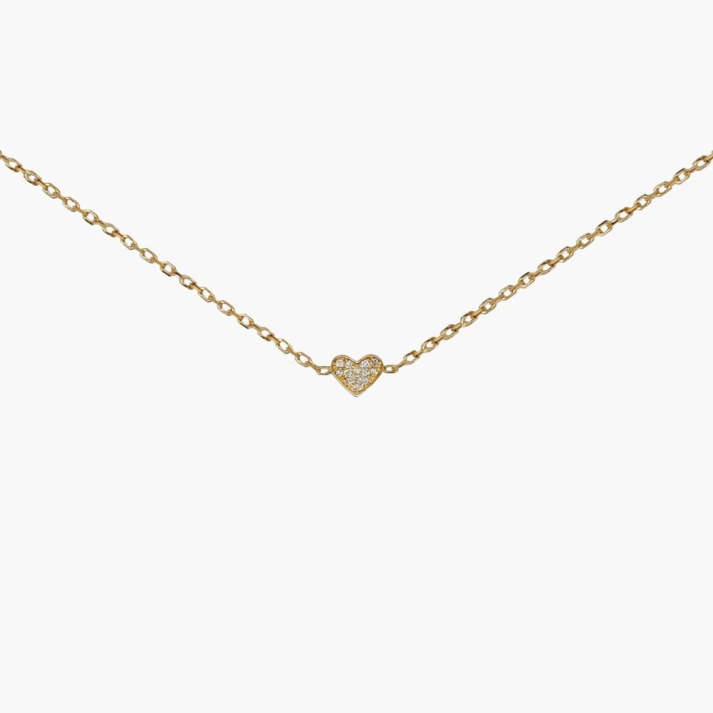 Heart Diamond Pendant 18K Gold Chain Necklace