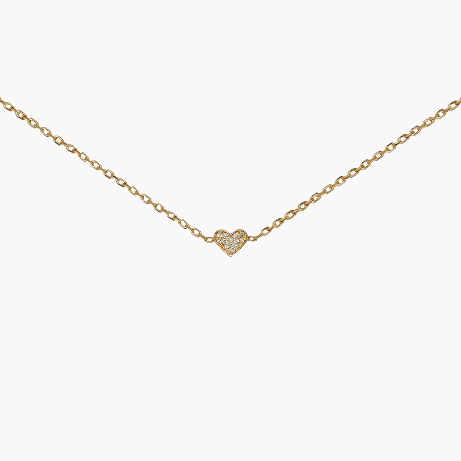 Heart Diamond Pendant 18K Gold Chain Necklace