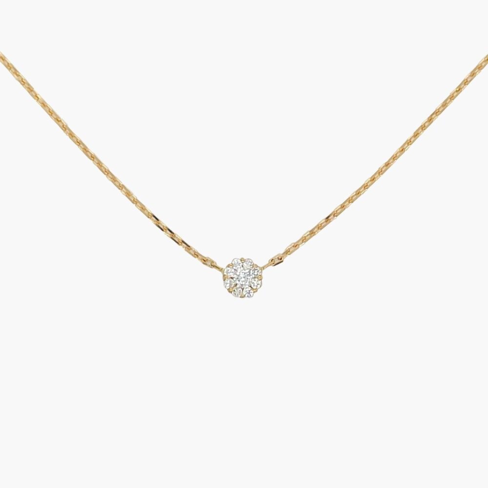 18K Gold Single Diamond Chain Necklace