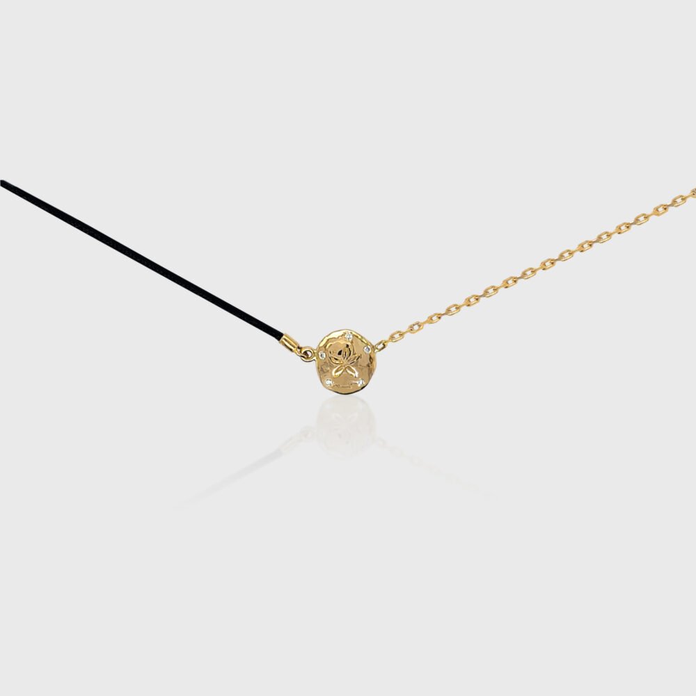 18K Gold Sand Dollar Diamond Pendant Chain Nylon Necklace