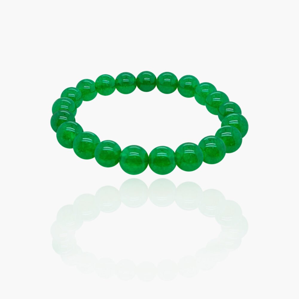 Jade Nephrite Stone Beads Elastic Bracelet