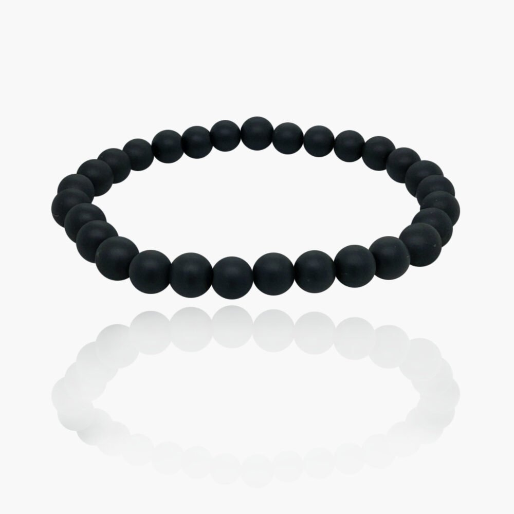 Matte Onyx Stone Beads Elastic Bracelet