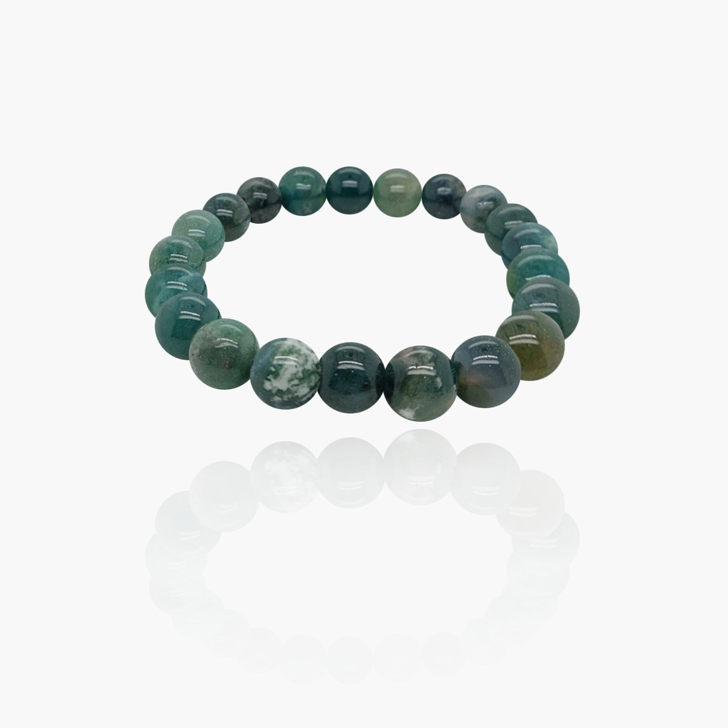 Moss Agate Stone Beads Elastic Bracelet