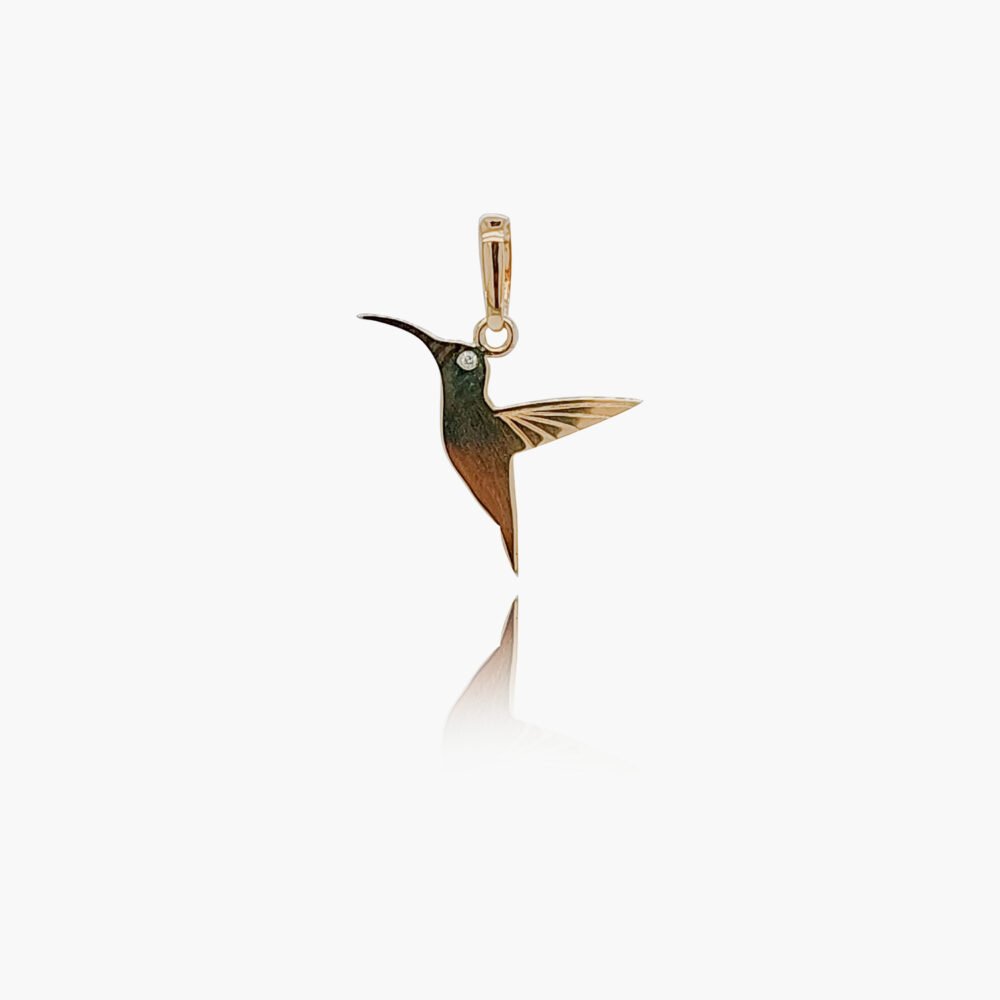 18K Gold 16mm Diamond Bird Pendant