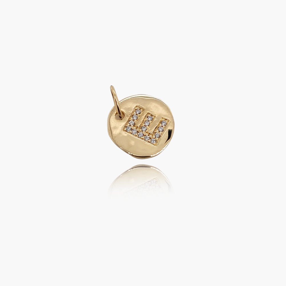 18K Gold 10.5mm Letter "E" Diamond Pendant - Image 2