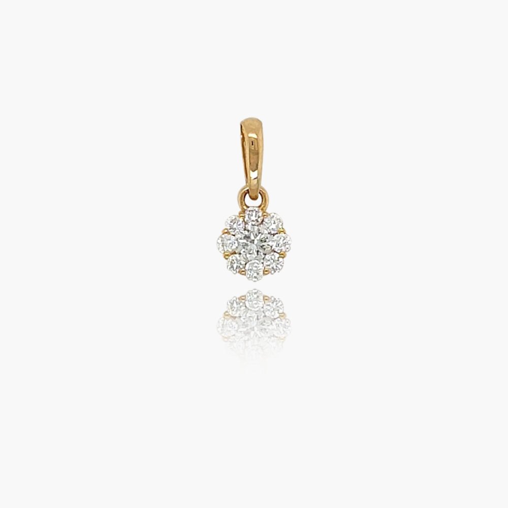 18K Gold Round Diamond Pendant