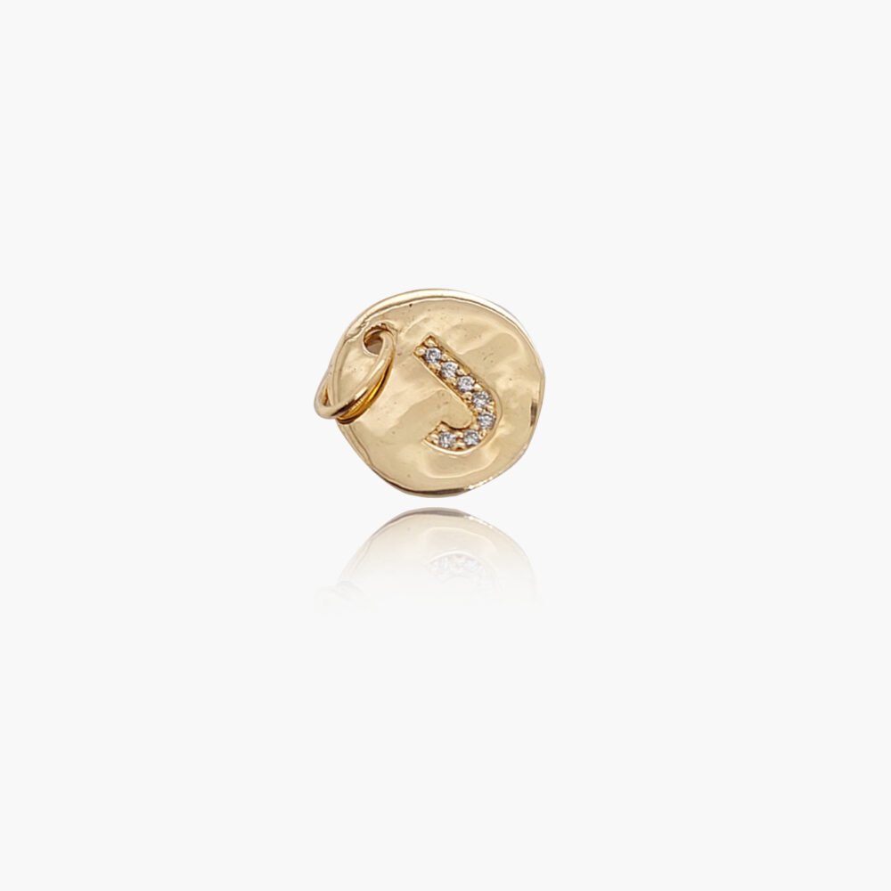 18K Gold 10.5mm Letter "J" Diamond Pendant - Image 2