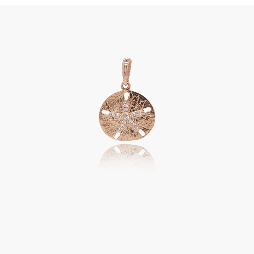 18K Gold 12mm Sand Dollar Diamond Pendant