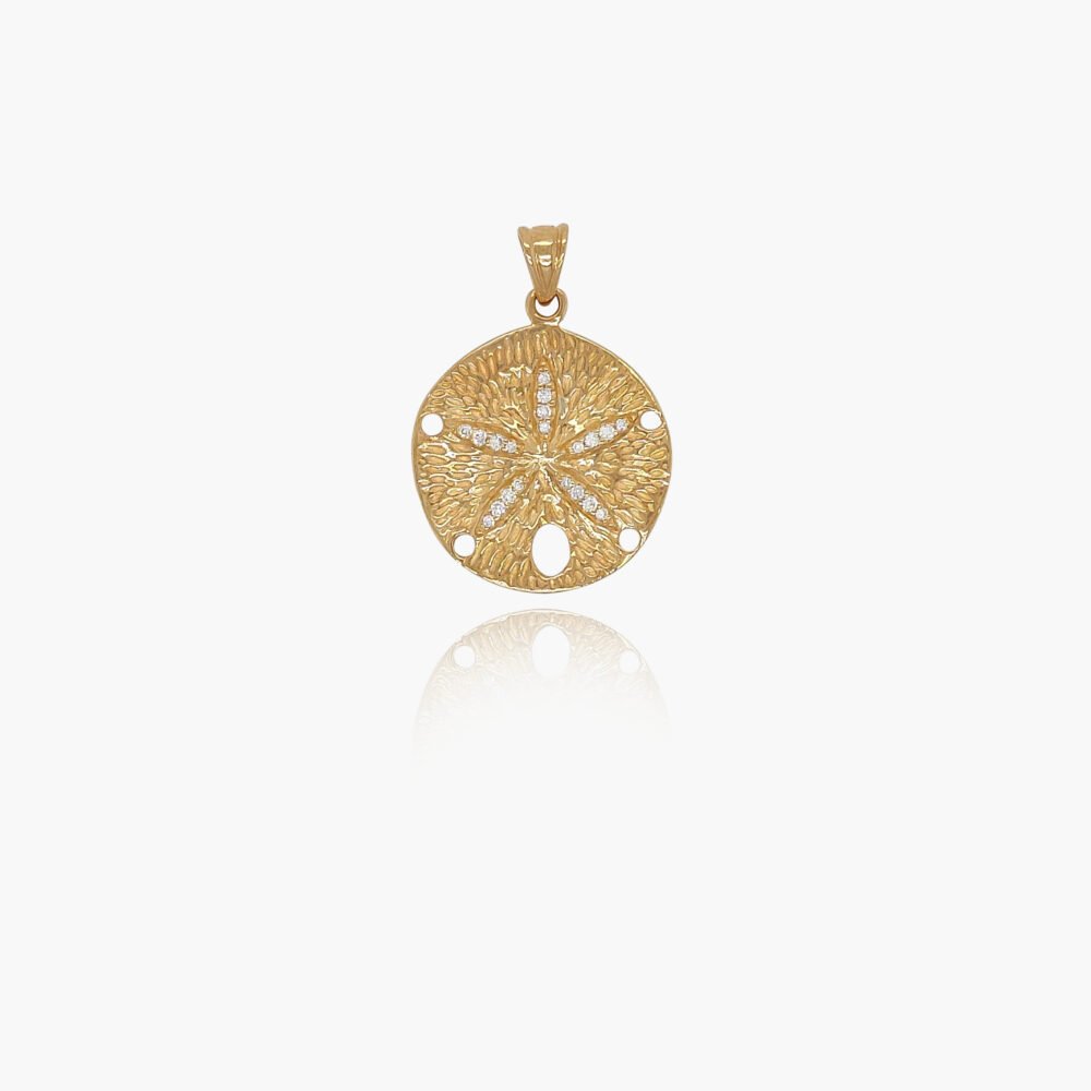 18K Gold 20mm Sand Dollar Diamond Pendant