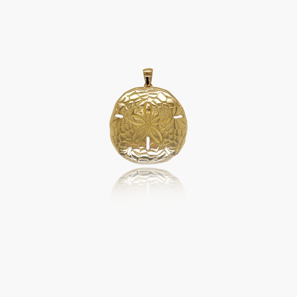18K Gold 40mm Sand Dollar Pendant