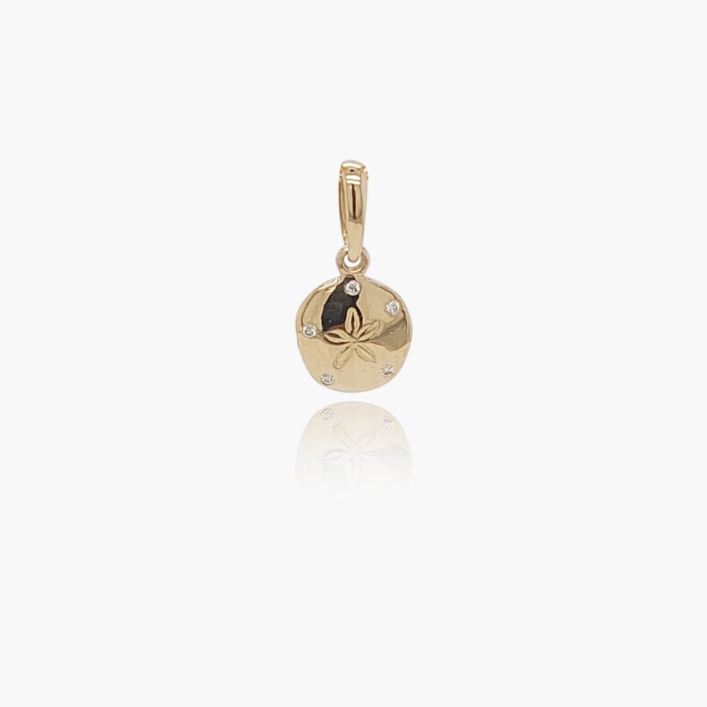 18K Gold Diamond Sand Dollar Pendant