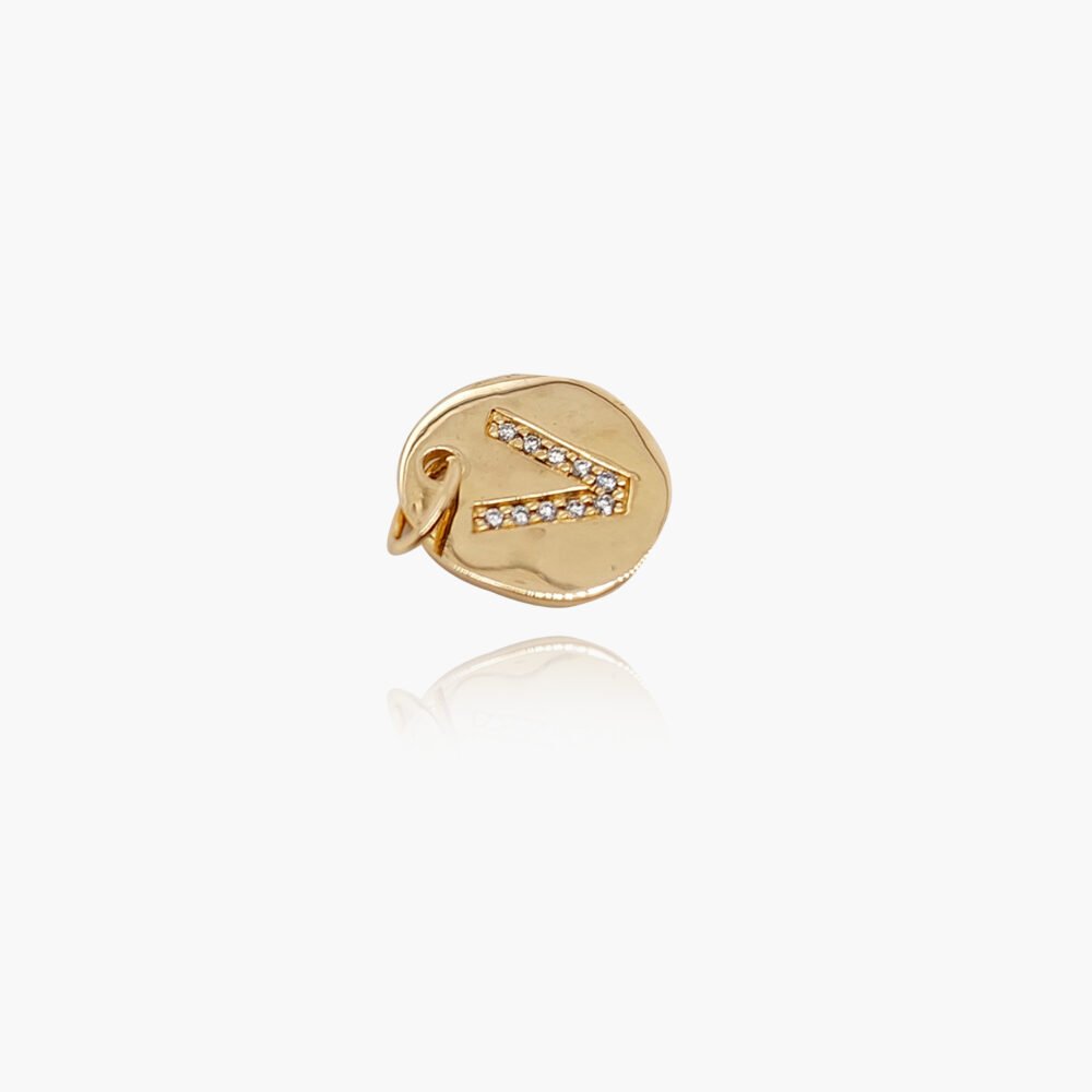 18K Gold 10.5mm Letter "V" Diamond Pendant - Image 2