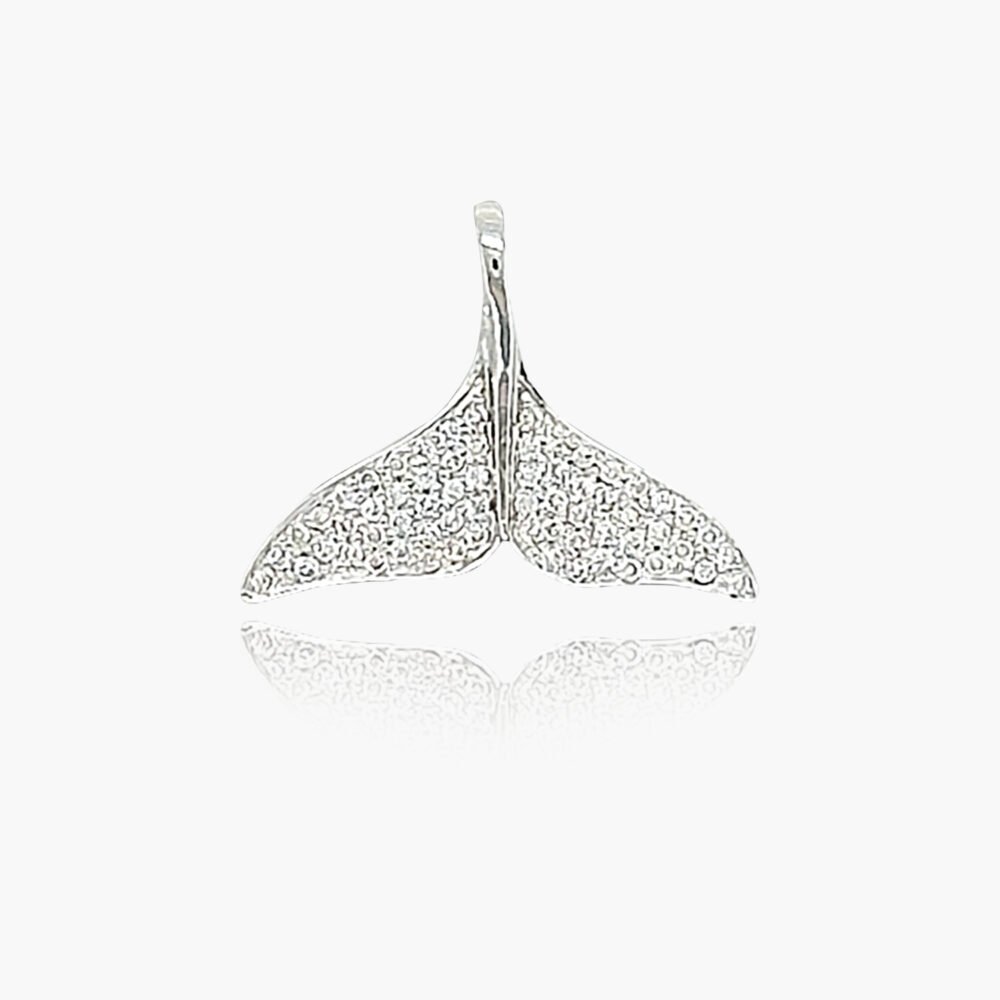 18K Gold 18.5mm Diamond Whale Tail Pendant
