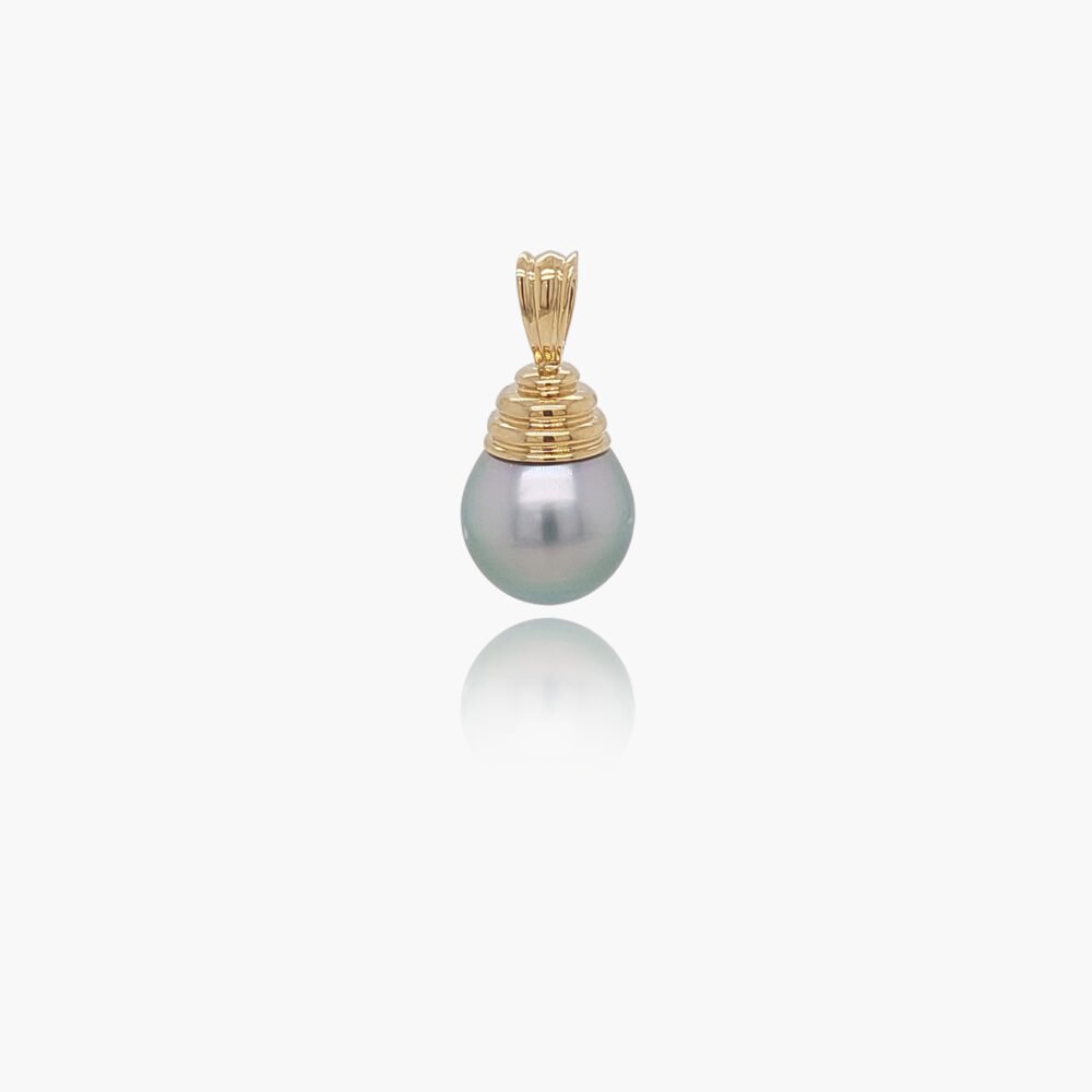 18K Gold Bail 9-10.5mm Tahitian Black Pearl Pendant