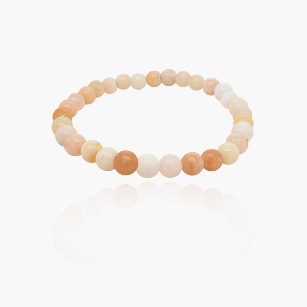 Pink Opal Stone Beads Elastic Bracelet