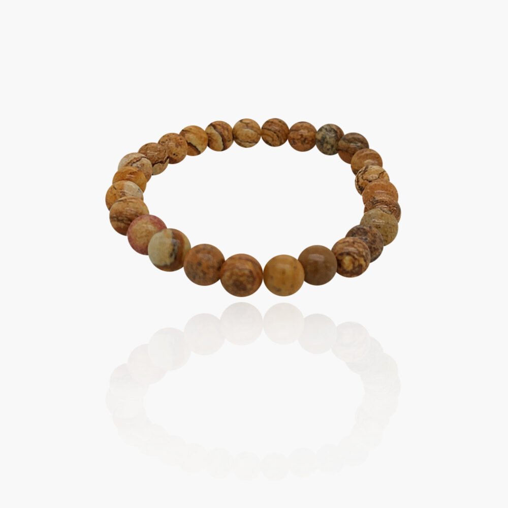 Picture Jasper Stone Beads Elastic Bracelet