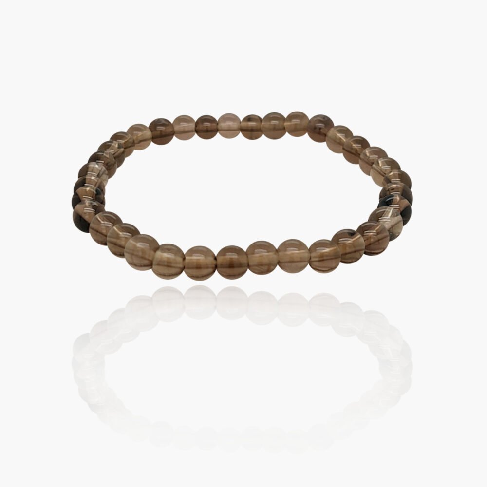 Smoky Quartz Stone Beads Elastic Bracelet