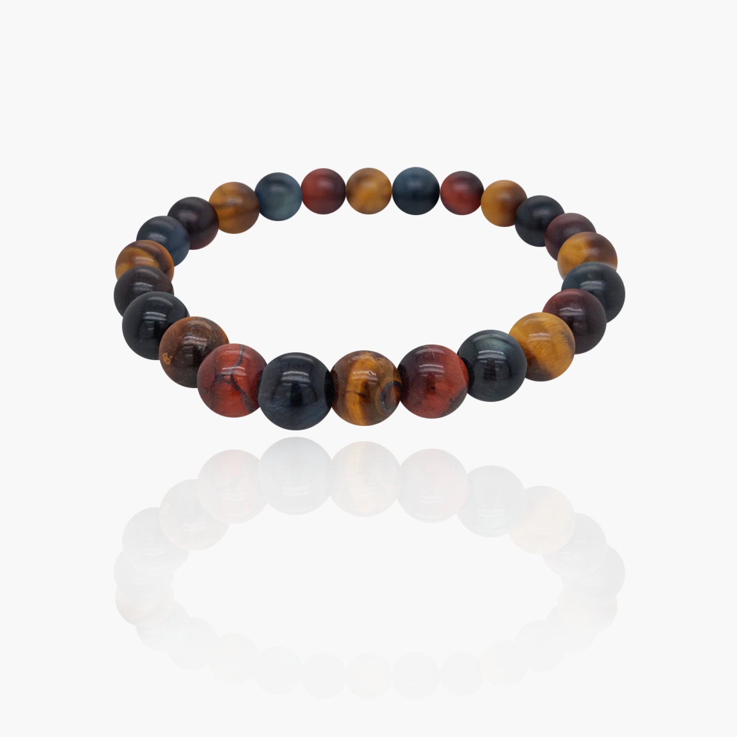 Triple Power Tiger Eye Stone Beads Elastic Bracelet
