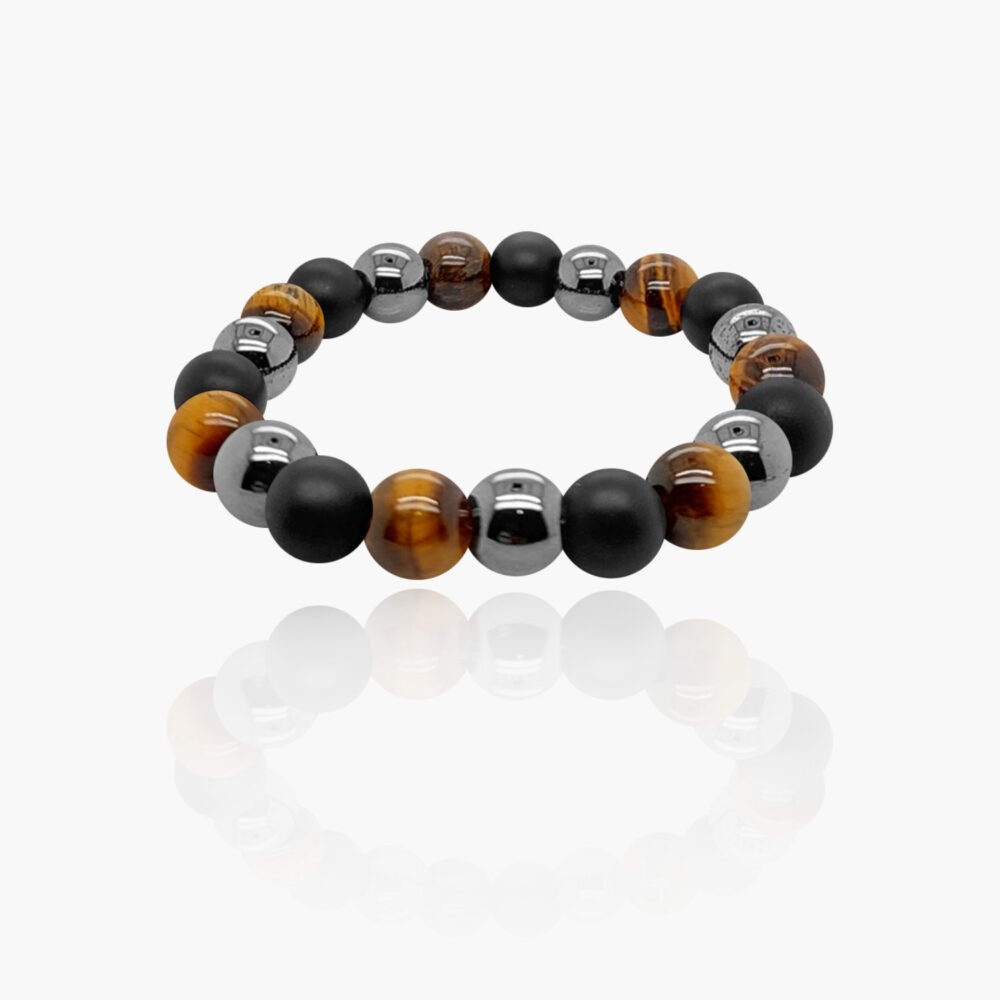 Triple Protection Stone Beads Elastic Bracelet