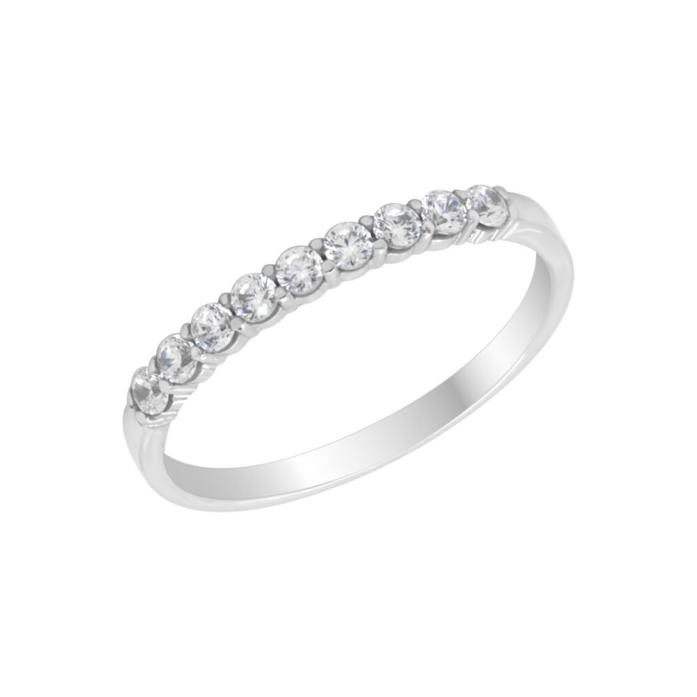 18K Gold Wedding Ring - 9 off Diamonds 0.26ct in 2-Prong Setting