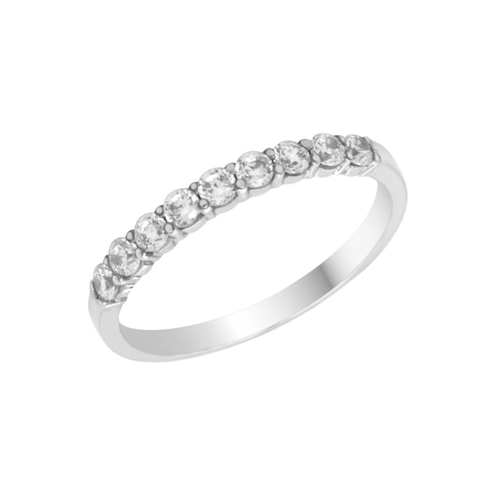 18K Gold Wedding Ring - 9 off Diamonds 0.35ct in 2-Prong Setting