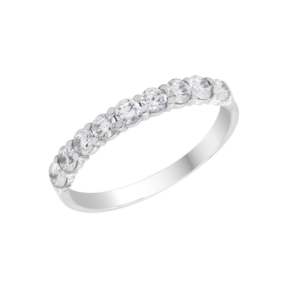 18K Gold Wedding Ring - 9 off Diamonds 0.56ct in 2-Prong Setting