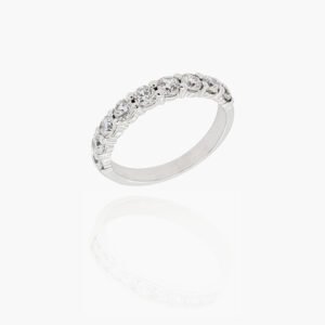 18K Gold Wedding Ring - 9 off Diamonds 1.0ct in 2-Prong Setting