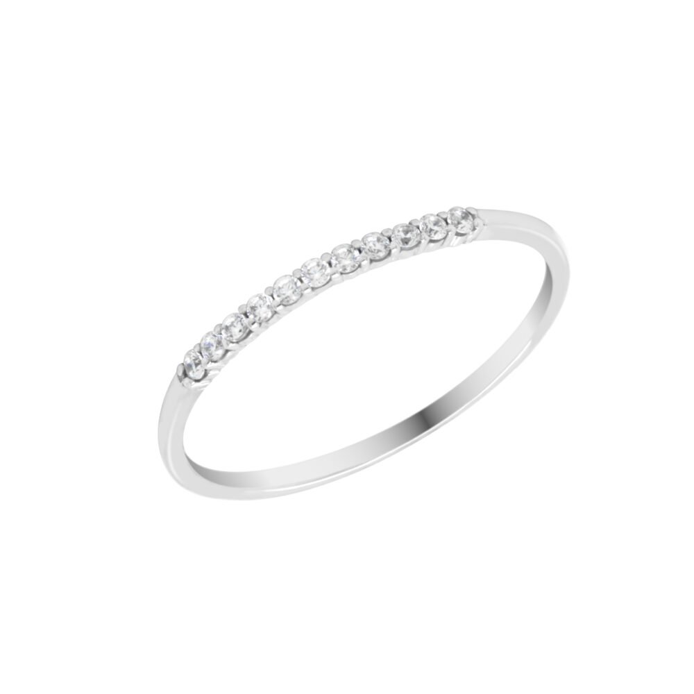 18K Gold Wedding Ring - 11 off Diamonds 0.08ct in 2-Prong Setting