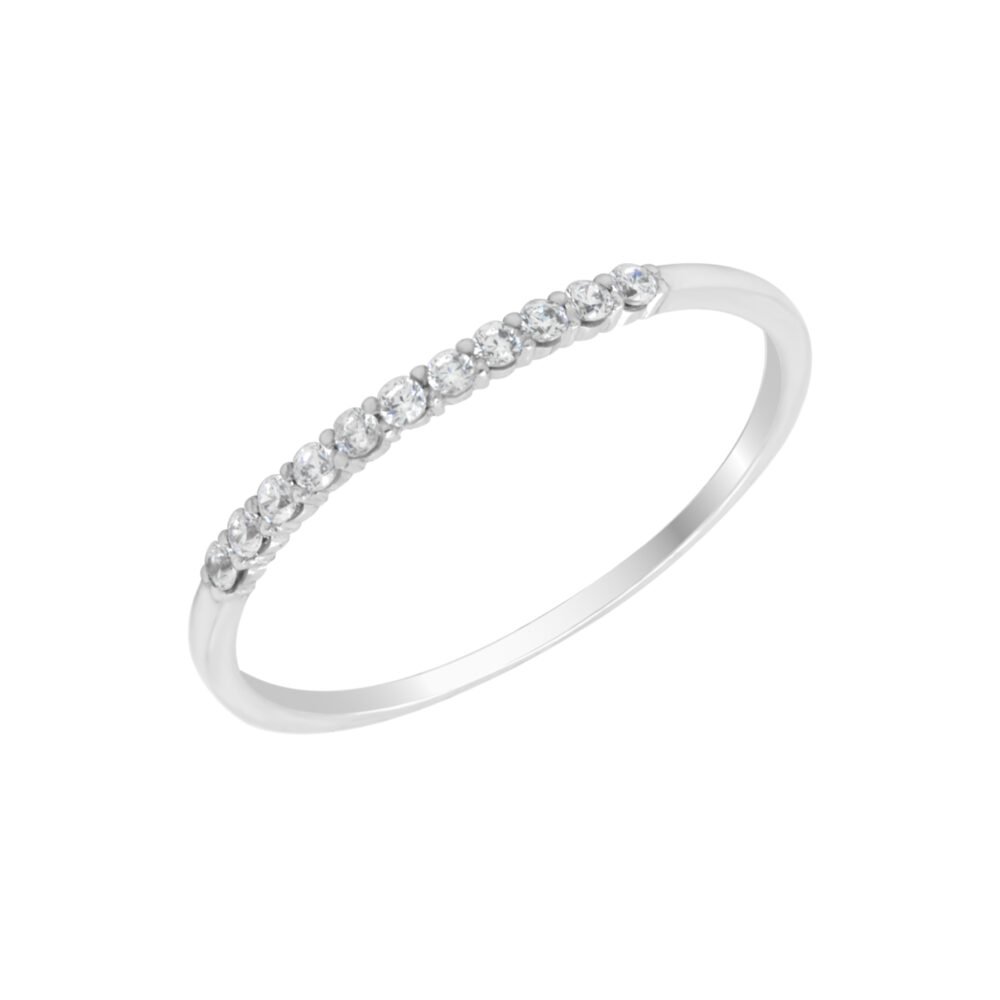 18K Gold Wedding Ring - 11 off Diamonds 0.10ct in 2-Prong Setting