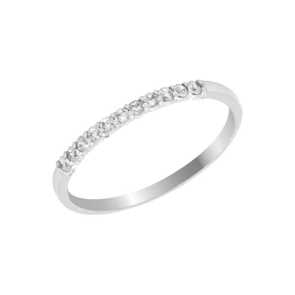 18K Gold Wedding Ring - 11 off Diamonds 0.14ct in 2-Prong Setting