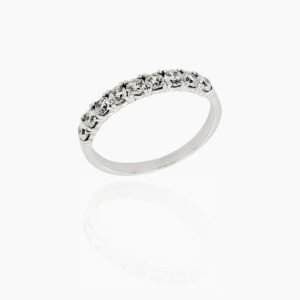 18K Gold Wedding Ring - 9 off Diamonds 0.56ct in 4-Prong Setting
