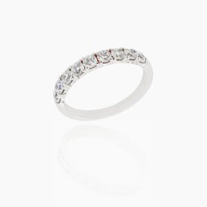 18K Gold Wedding Ring - 9 off Diamonds 0.72ct in 4-Prong Setting