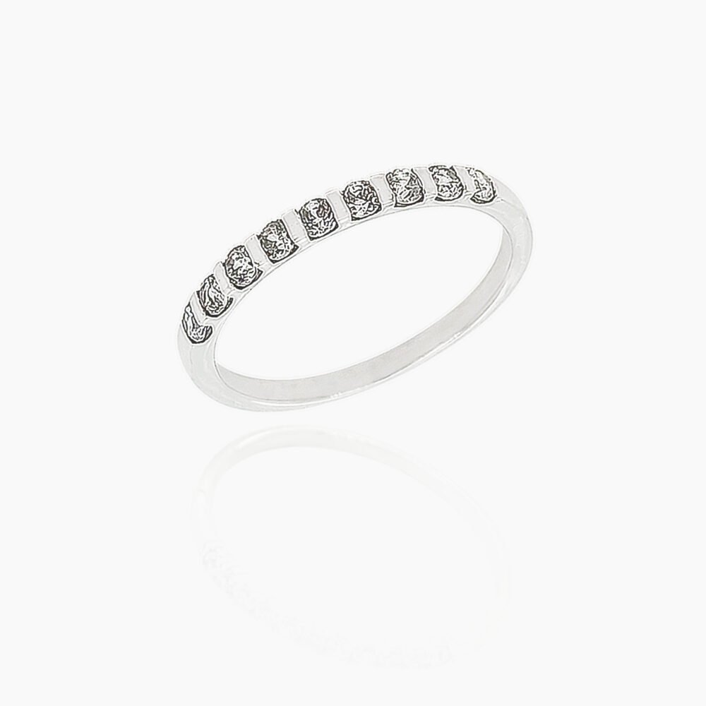 18K Gold Wedding Ring - 9 off Diamonds 0.35ct in Bar Setting