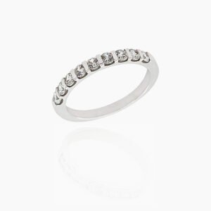 18K Gold Wedding Ring - 9 off Diamonds 0.52ct in Bar Setting