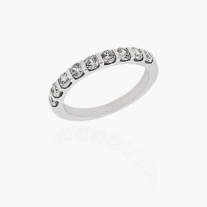 18K Gold Wedding Ring - 9 off Diamonds 0.72ct in Bar Setting