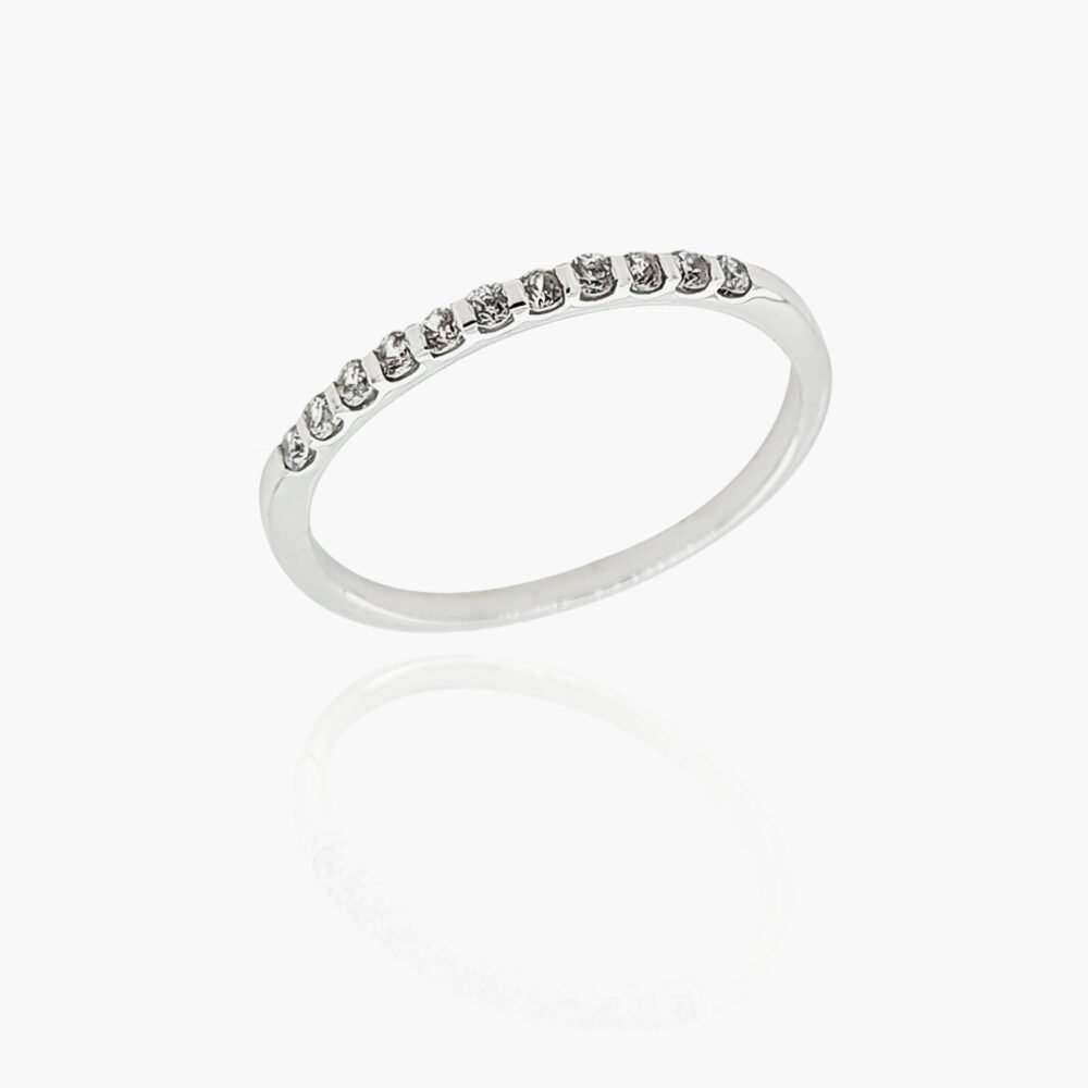 18K Gold Wedding Ring - 11 off Diamonds 0.17ct in Bar Setting