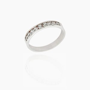 18K Gold Wedding Ring - 9 off Diamonds 0.35ct in Rail Setting
