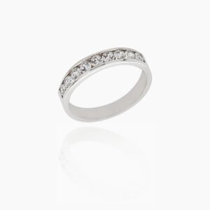 18K Gold Wedding Ring - 9 off Diamonds 0.52ct in Rail Setting