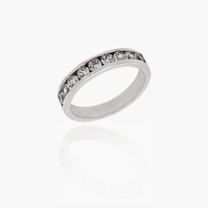 18K Gold Wedding Ring - 9 off Diamonds 0.72ct in Rail Setting