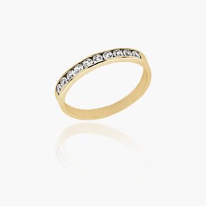 18K Gold Wedding Ring - 10 off Diamonds 0.28ct in Rail Setting