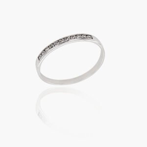 18K Gold Wedding Ring - 11 off Diamonds 0.10ct in Rail Setting
